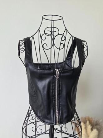 Bershka koženkový top xs, bershka,xs