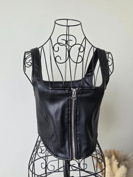 Bershka koženkový top xs, bershka,xs