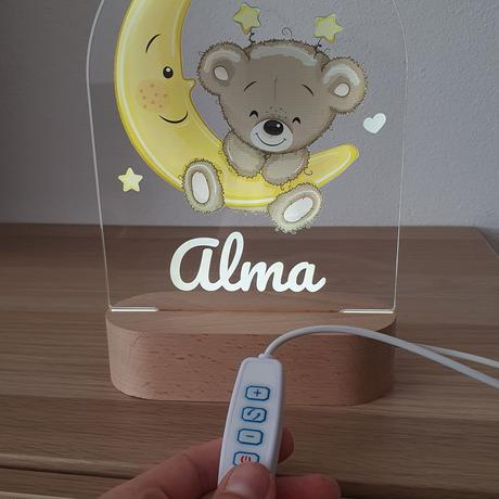 Detská nočná lampa s vlastným menom medvedík,