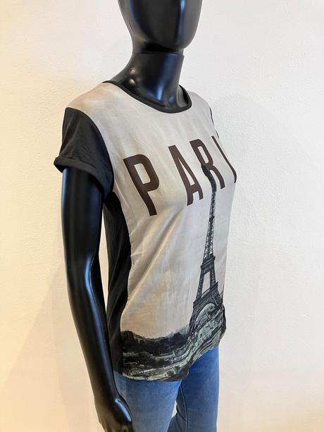 Dámske čierne tričko s potlačou paris (36), gate,s