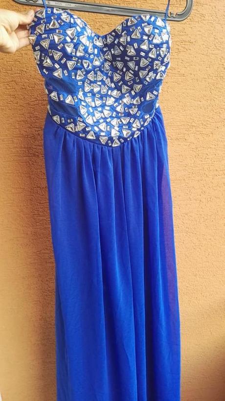 Modré spoločenské šaty 36-38, 38