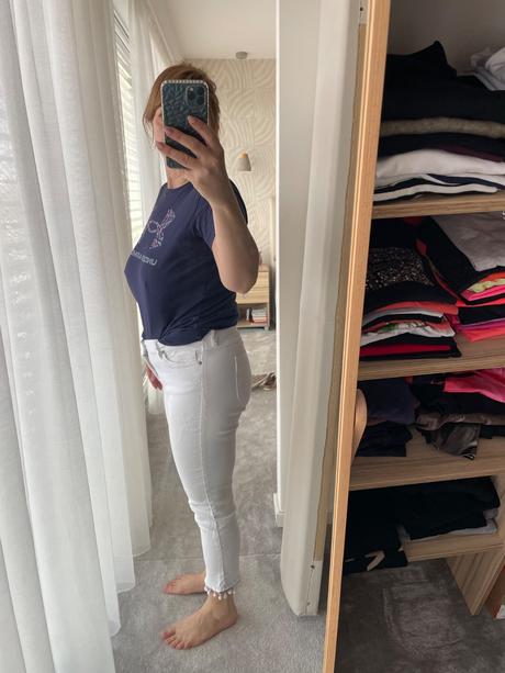 Biele elasticke nohavice, takko,40