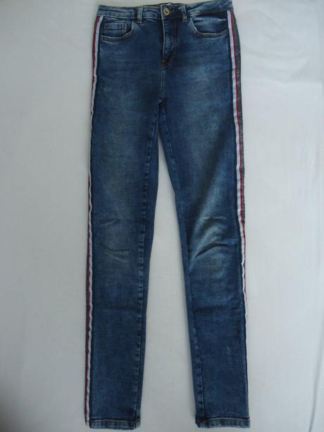 Skinny rifle s trblietavými lampasmi vel.xs-s, c&a,xs