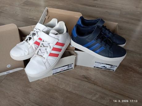 Tenisky biele + modré (už s poštovným), adidas,37
