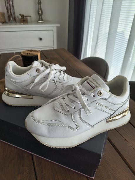 Tommy hilfiger kožené biele tenisky 37, tommy hilfiger,37