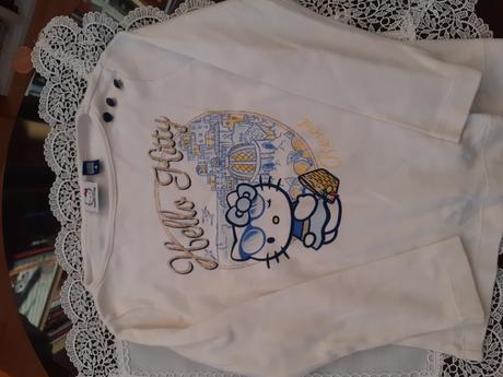 Biely pulover hello kitty pre 4r.dievcatko, original marines,110