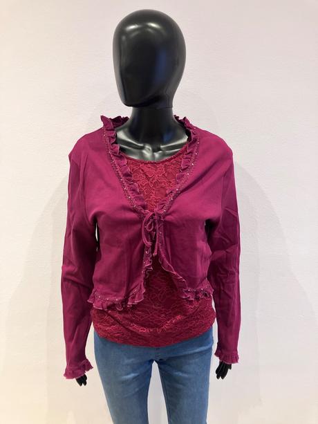 Dámske bolero s fodričkami a kamienkami (xl), xl