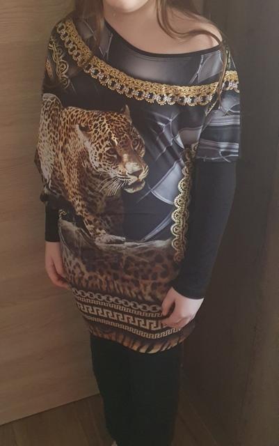 Čierne dlhé tričko - mini šaty, 38