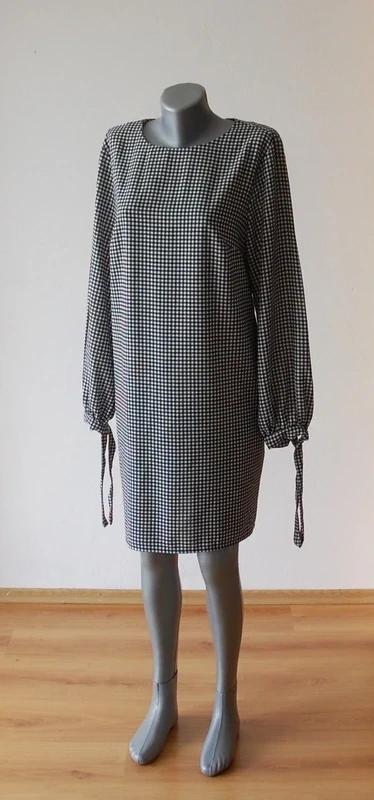 Čierno-biele gingham šaty, h&m,l