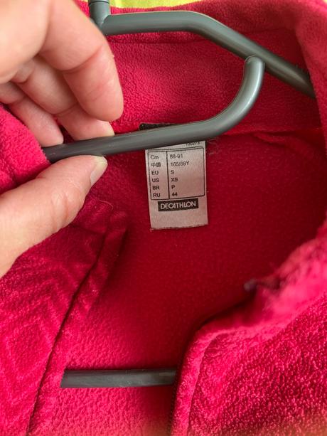 Ružová flisová bunda na zips, decathlon,s