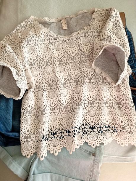 Nádherné krajkované tričko top s/l, m