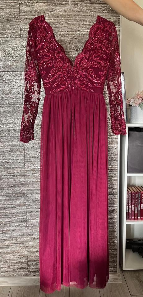 Bordové spoločenské šaty, s