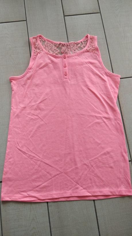 Svetloružové krikľavé tielko s krajkou, c&a,170