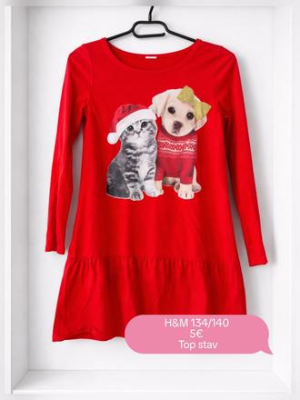 Šaty s mačičkou a psikom, h&m,134