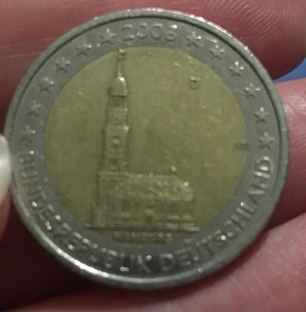 Nemecká pamätná 2 eurová minca hamburg 2008,