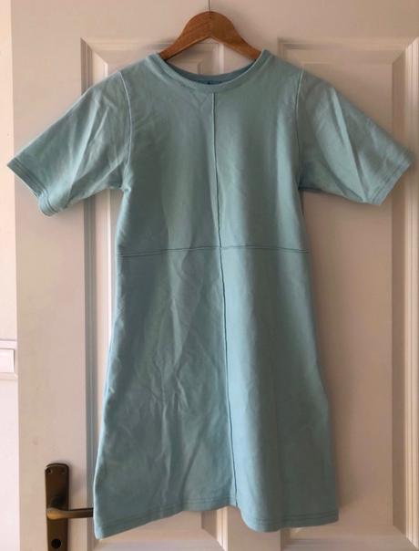 Nenosené tyrkysové minišaty/tričko plačková xs/34, xs