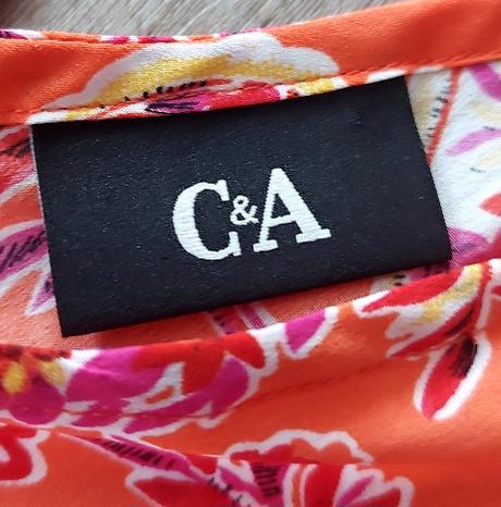 Oranžové vzorované šaty, c&a,42
