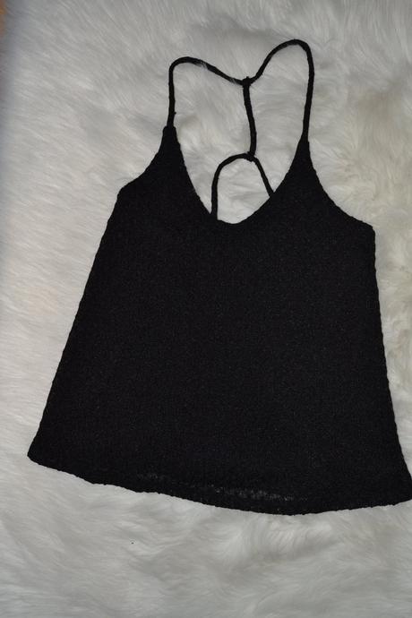Čierne háčkované tielko, xs