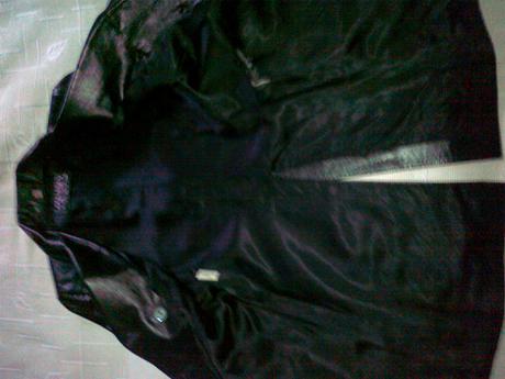 Čierny kožený kabát, m