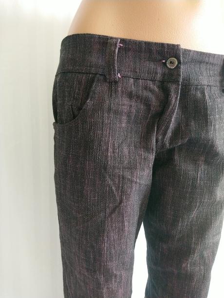 Dámske elastické fialovo čierne trištvťáky, italy, l