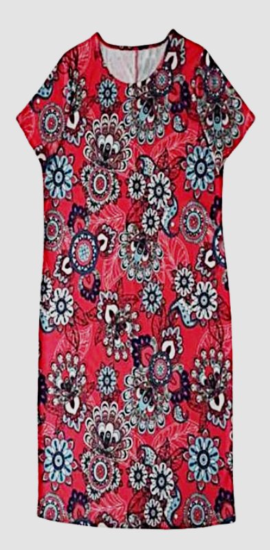 Červené šaty s kvetinovou potlačou, 42