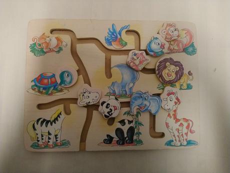 Labyrint - drevená doska zoo, 30x22x2, 