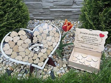 Svadobná kniha hostí - srdce rámik na vhadzovanie,