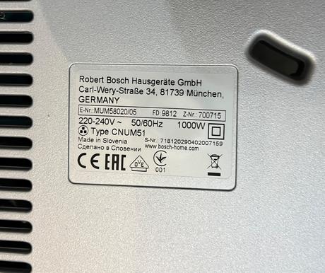 Bosch mum 58020 1000w kuchynský robot, bosch