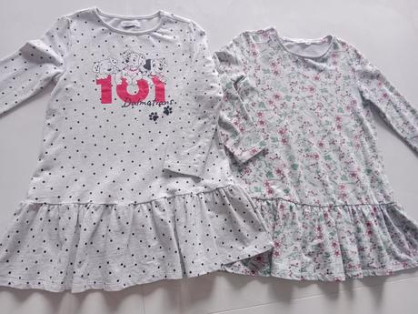 Dievčenské predľžemé tričká - tuniky-šaty, 122