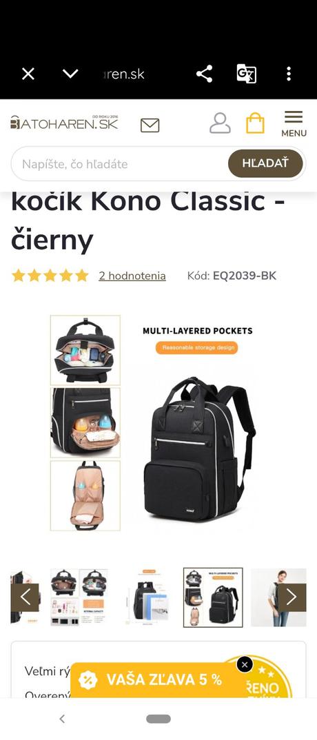 Prebaľovací multifunkčný batoh kono classic,