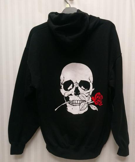 Čierna mikina klokanka s motívom vzadu, fruit of, xl