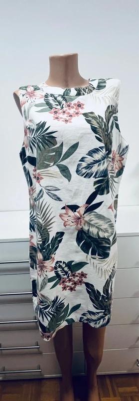 Letné kvietkované šaty s ľanom vel 46, 46