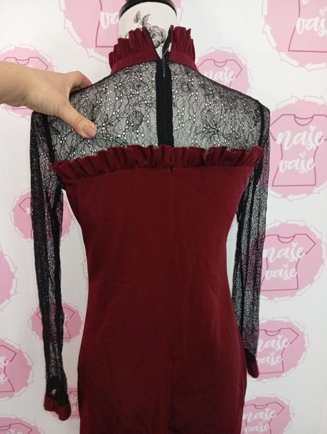 Bordove šaty s čipkou, m