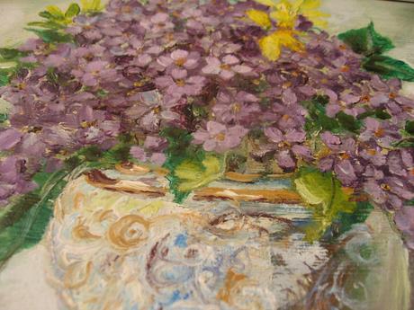 Kytička fialiek - olejomaľba r. bollová,