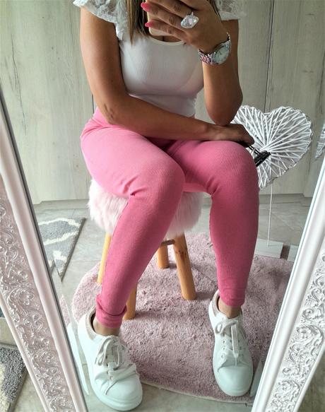 Rebrované legíny s vysokým pásom-s/m, s