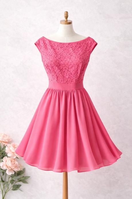 Elegantné ružové šaty s čipkovým topom, s