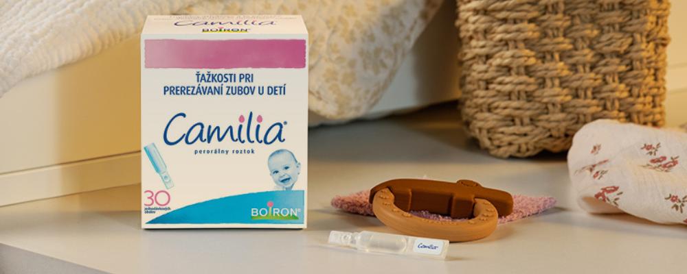 Camilia – pomoc pri prvých zúbkoch. Voľnopredajný  homeopatický liek