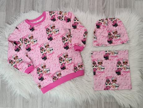 Dievčenský set mikina+čiapka+ tunel, 116
