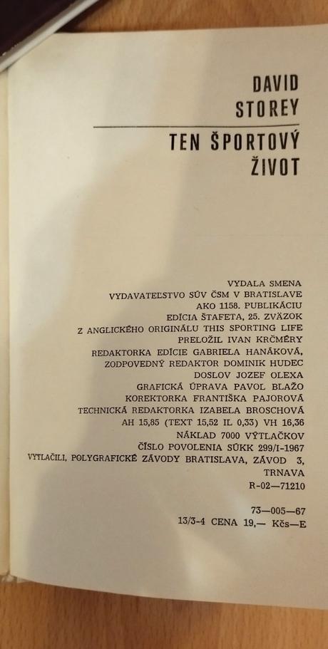 Ten športový život - david storey,