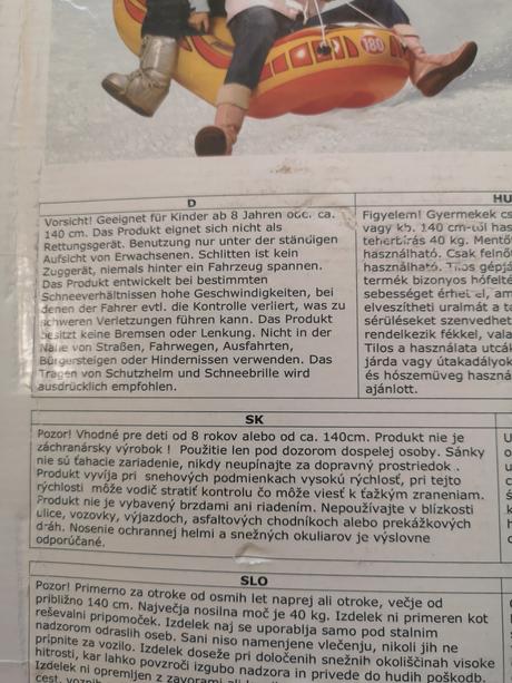 Nafukovací snehový scooter 198x76 cm, 