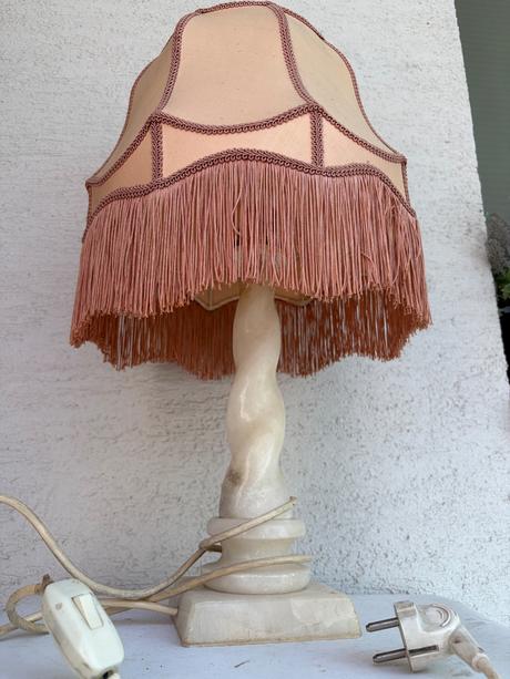 Vintage uzasna lampa stolova cca 55cm s kamenym p,