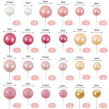 Tortový zápich guličky ružové ombre (56ks) -tz-280, 