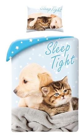 Obliečky vo vaku mačiatko a šteňa blue 140/200, šírka (cm): 140,dĺžka (cm): 200