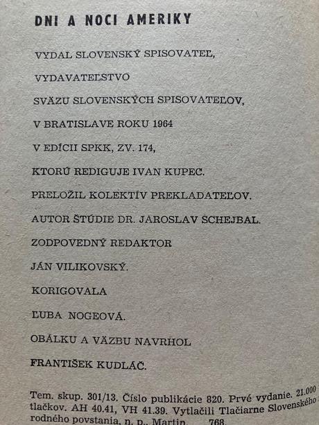 Dni a noci ameriky-prvé vyd.1964,