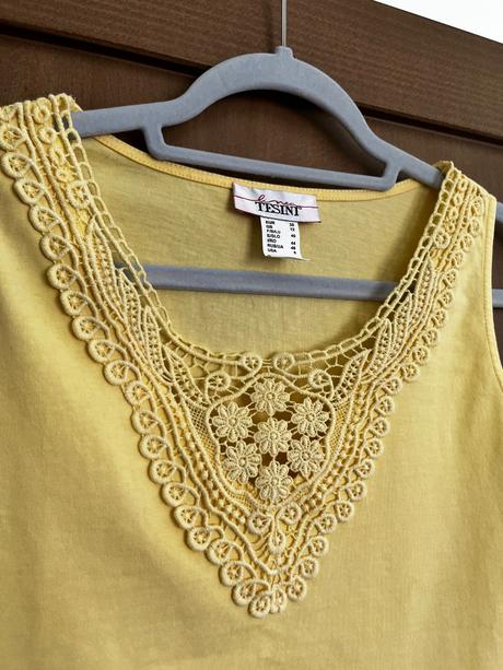 Žlté tielko s čipkou, m