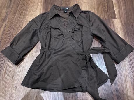 Čokoládová zavinovacia blúzka, h&m,36