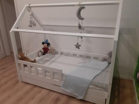 Detská posteľ domček,masív, šírka (cm): 80,dĺžka (cm): 160