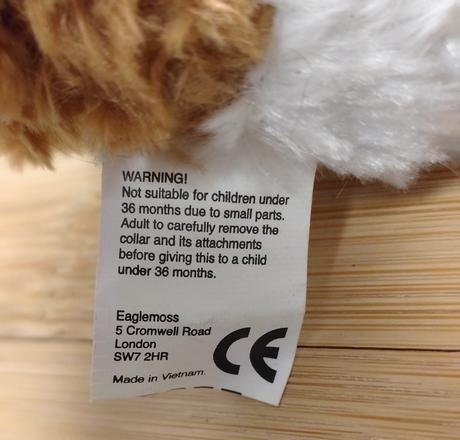 Plyšový hnedo biely psík obojok so srdiečkom 13 cm, 