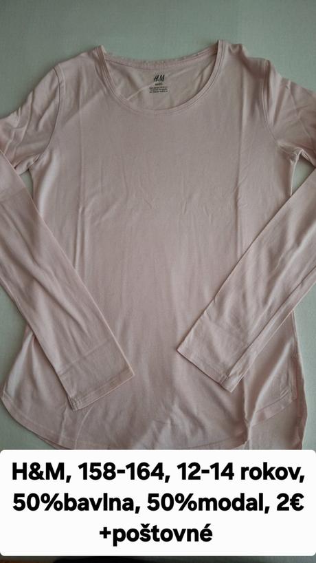Dievčenské tričká s dlhým rukávom. h&m., h&m,164