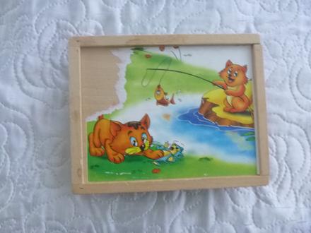 Drevené kocky - mačky, 